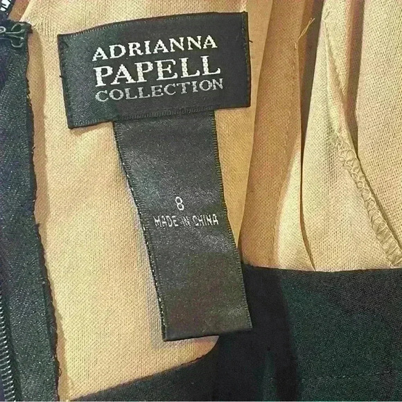 Women’s Adrianna Papell Size 8 Black Lace & Ruffled V Neck Sheath Dress Party - Picture 4 of 8